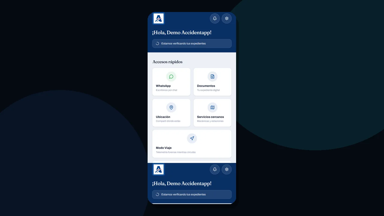 Captura de la app AccidentApp
